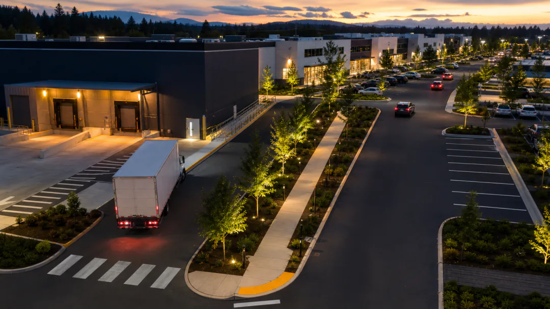 Delivery, customer and accessible routes moving through a Langley commercial property